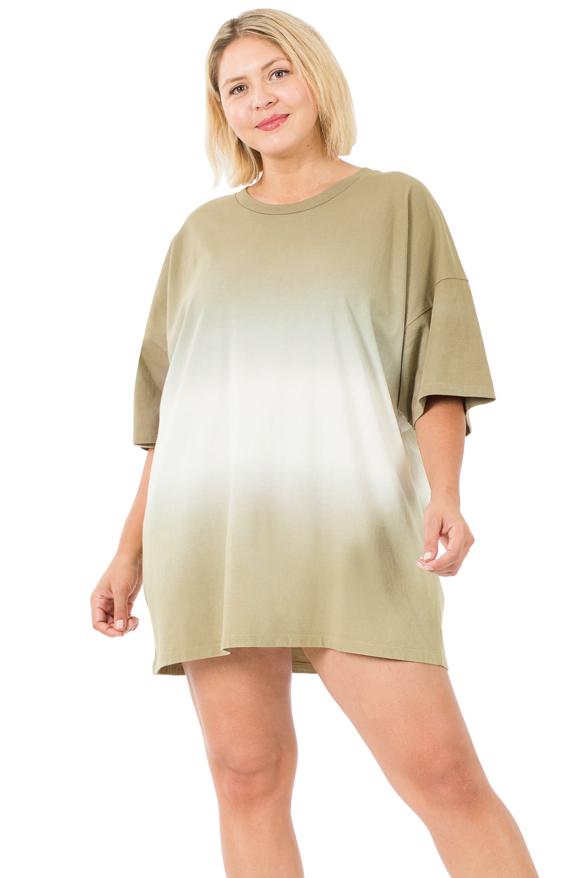 Khaki Dip Dye Short Sleeve Shirt