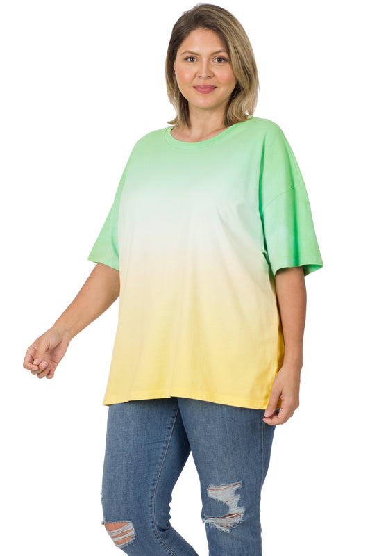 Green Mint/Banana Dip Dye Short Sleeve Shirt