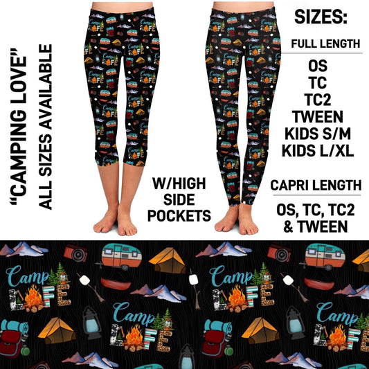 Camping Love Capri Leggings with Pockets (AR)