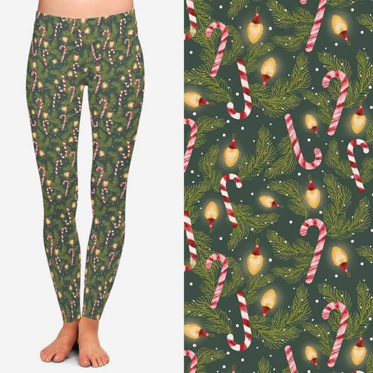 Candy Canes & Lights Leggings with Pockets (TDL)