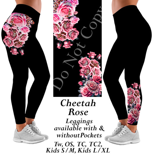 Preorder Cheetah Rose Leggings with Pockets (JAAM) Closing 1/27/2025 ETA Late March