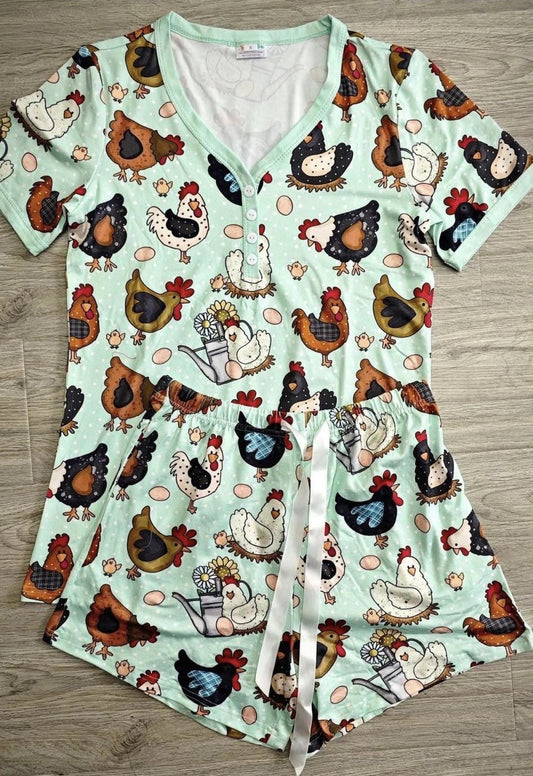 Chicken Pajama Set with Shorts (OBW)