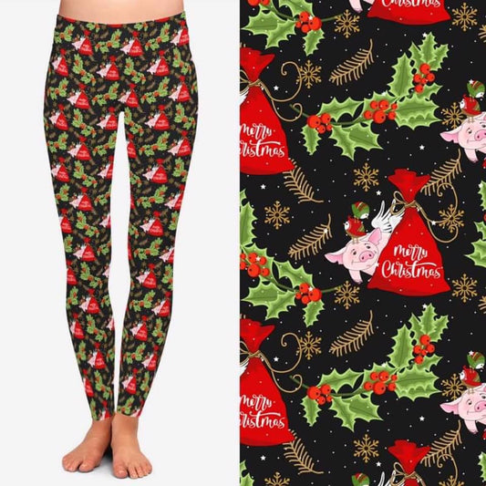 Christmas Pigs Leggings with Pockets (TDL)