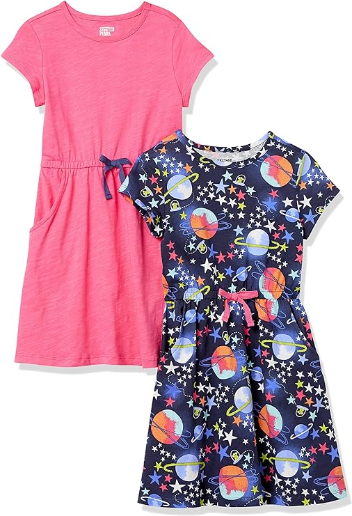 Pink Toddler/Girl's Short-Sleeve Cinch-Waist Dress