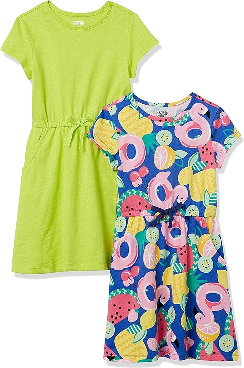 Lime Toddler/Girl's Short-Sleeve Cinch-Waist Dress