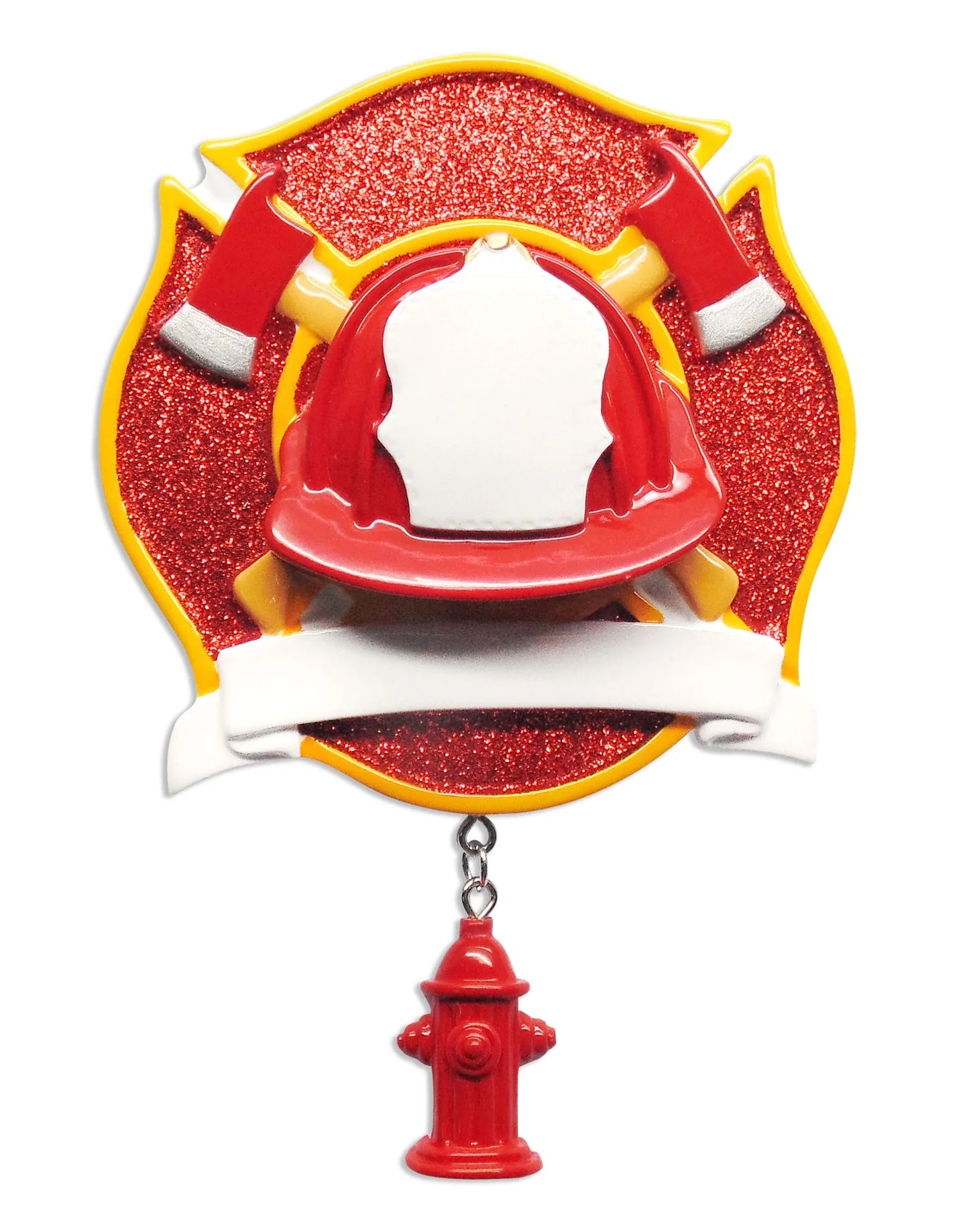 Personalized Poly-Resin Ornament Firefighter