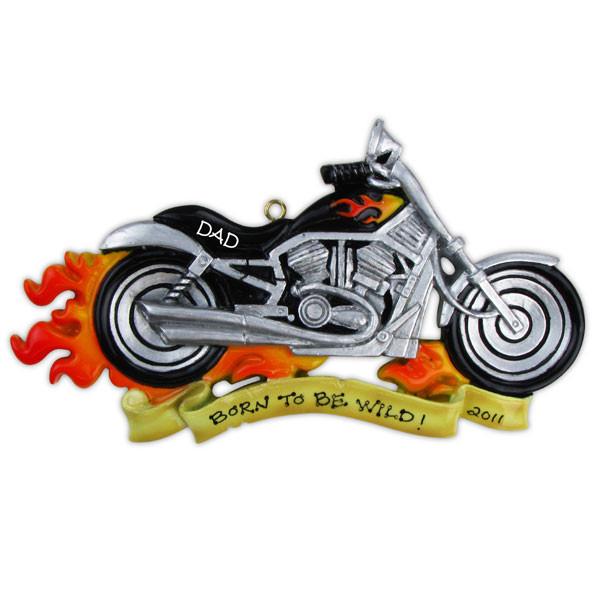 Personalized Poly-Resin Ornament Motorcycle