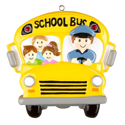 Personalized Poly-Resin Ornament School Bus