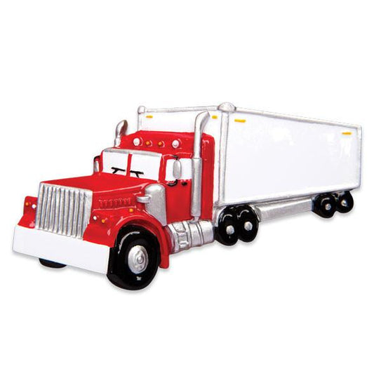 Personalized Poly-Resin Ornament Semi Truck