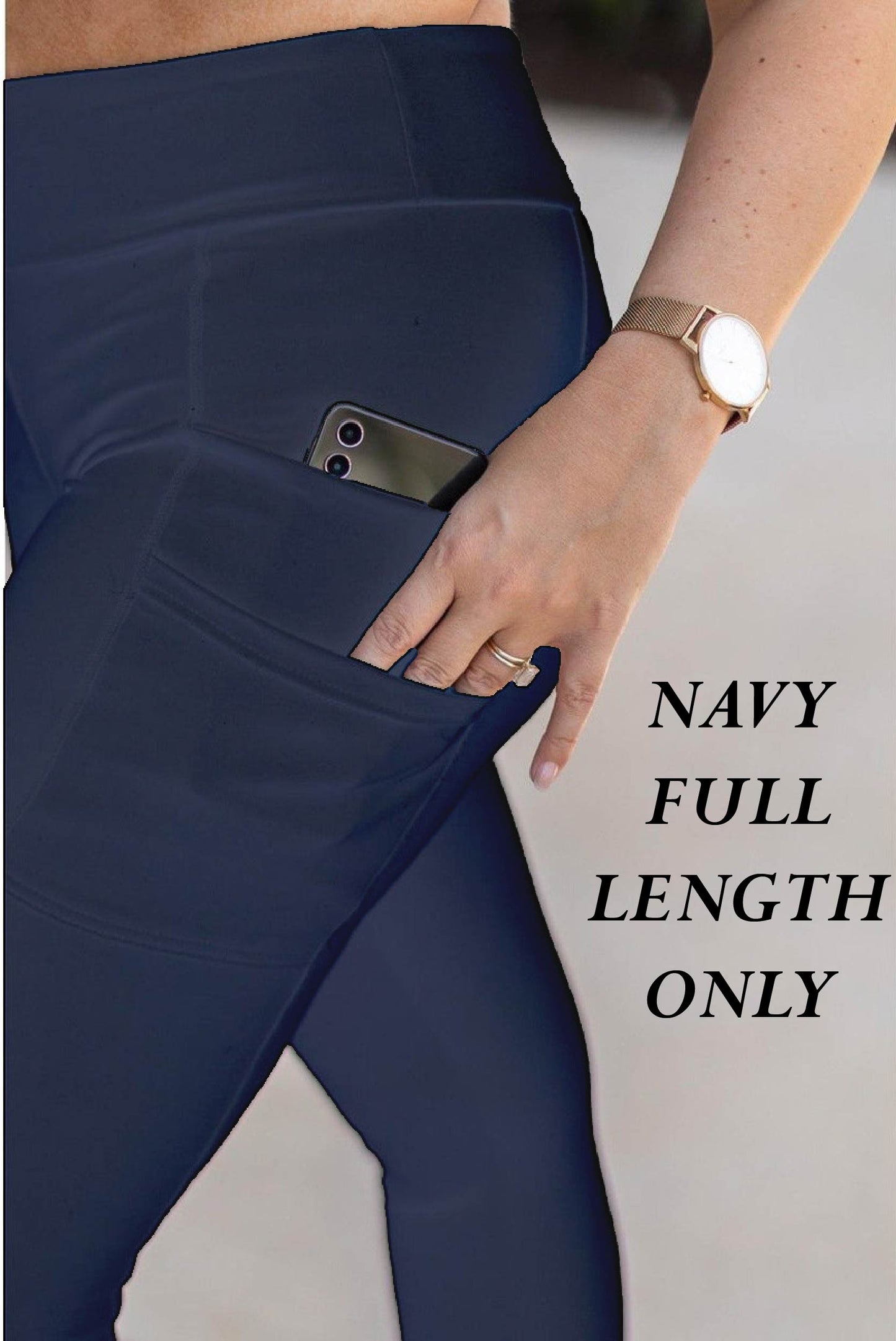 Preorder Solid Navy Double Pocket Full Length Leggings Closing 4/13/2026