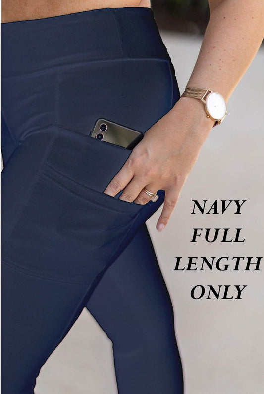 Preorder Solid Navy Double Pocket Full Length Leggings Closing 4/13/2026