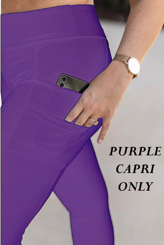 Preorder Solid Purple Double Pocket Capri Leggings Closing 4/13/2026
