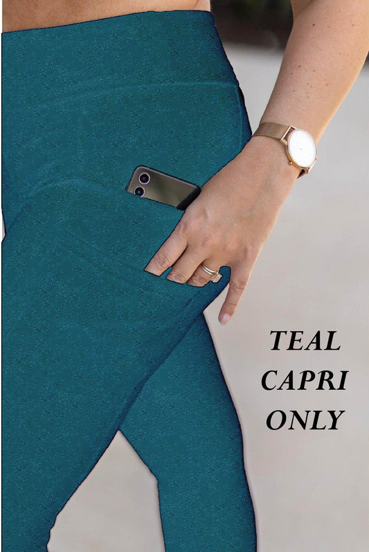 Preorder Solid Teal Double Pocket Capri Leggings Closing 4/13/2026