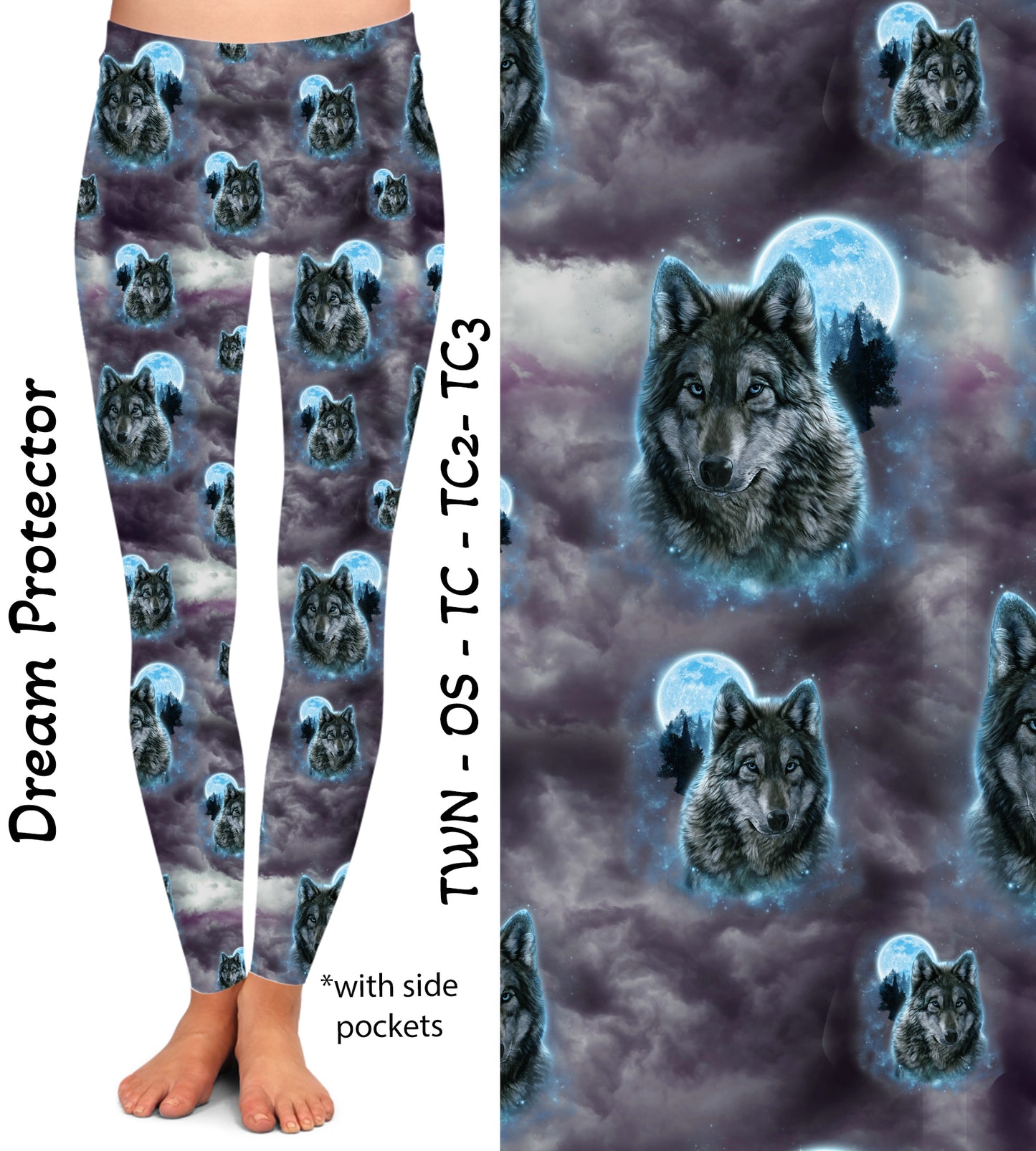 Wolves Leggings with Pockets (GY)