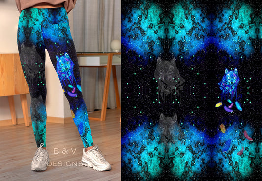 Dreamcatcher Watercolor Wolf Leggings (B&V)