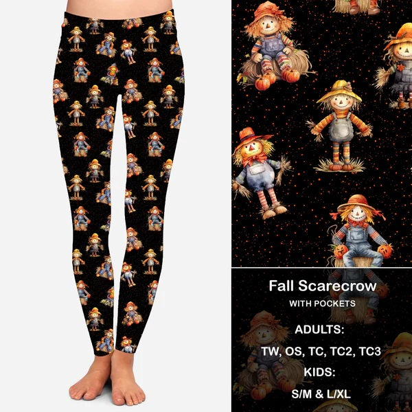 Fall Scarecrows Leggings with Pockets (GY)