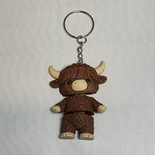 3D Printed Flexi Highland Cow Keychain