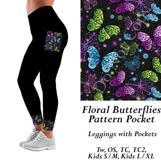 Preorder Floral Butterflies Leggings with Pockets (JAAM) Closing 1/27/2025 ETA Late March