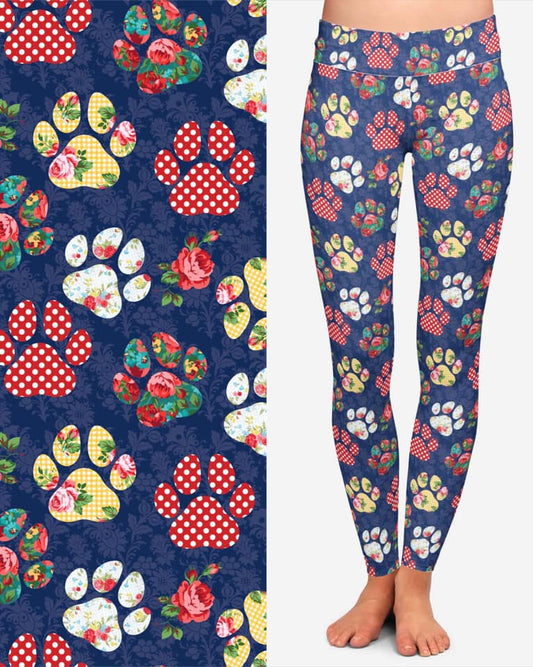 Floral Paws Leggings/Shorts with Pockets (TDL)