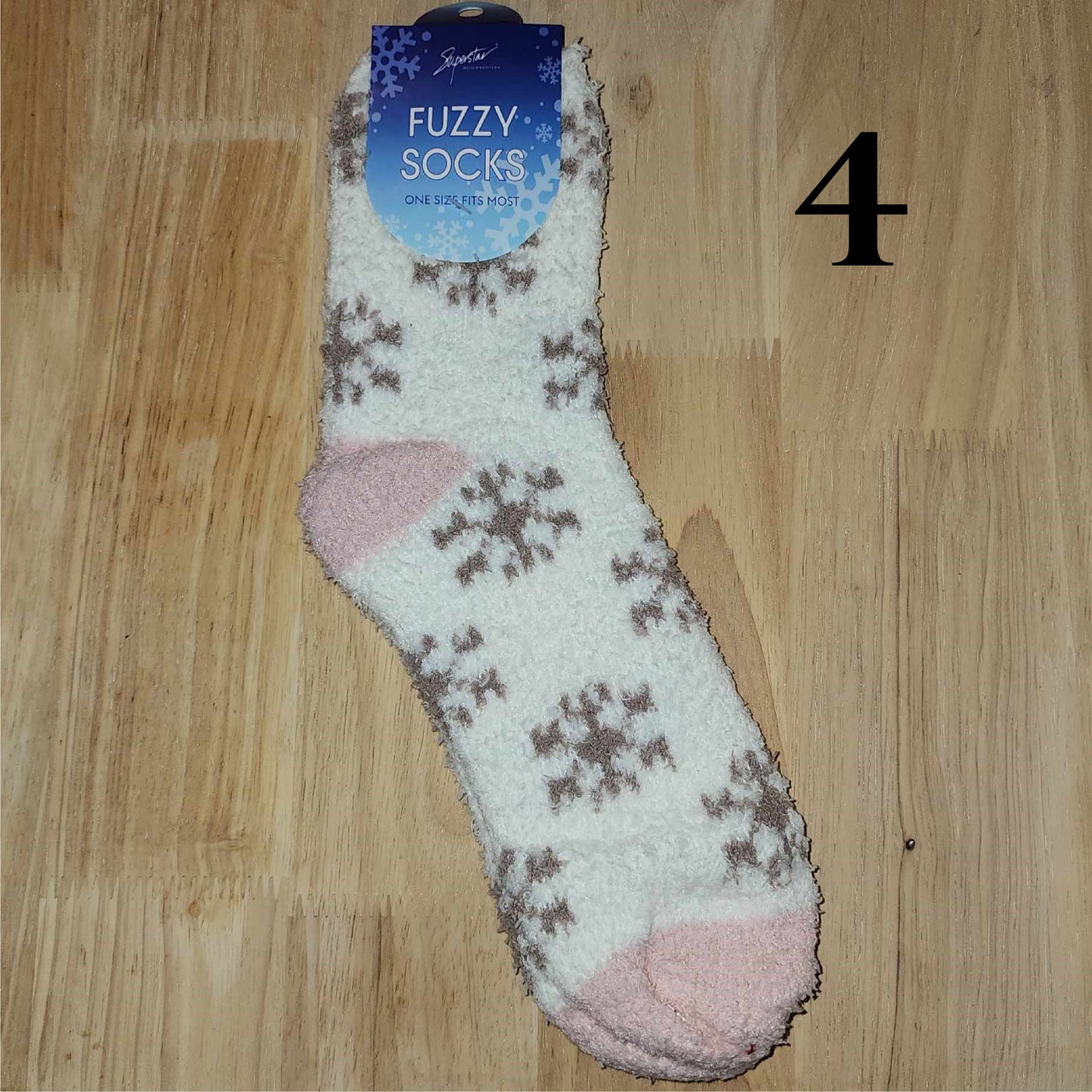 Fuzzy Snowflake Socks