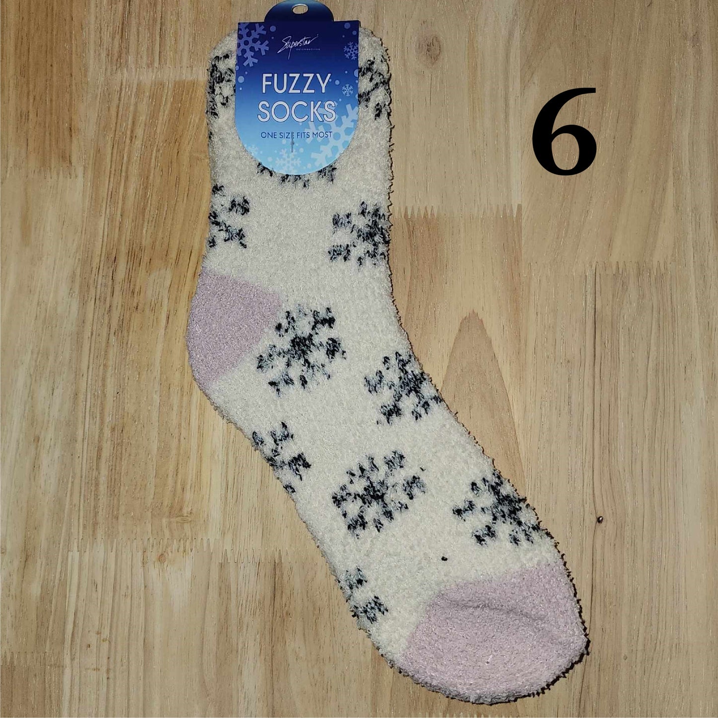 Fuzzy Snowflake Socks