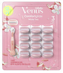 Gillette Venus Comfortglide Razor Handle + 12 Cartridges White Tea Scent