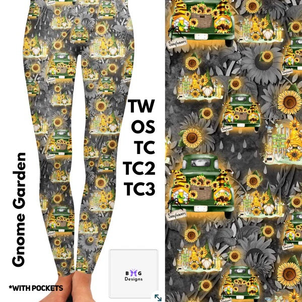 Gnome Garden Leggings with Pockets (GY)