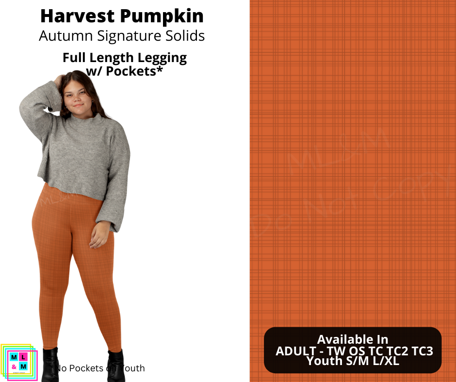 Harvest Pumpkin Leggings with Pockets (Pixie)