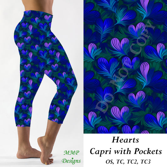 Hearts Capri Leggings with Pockets (MMP)