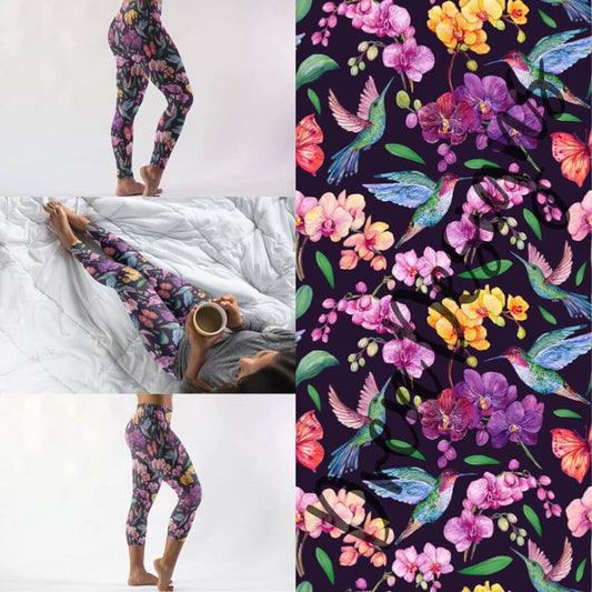Hummingbird Floral Leggings/Capri (Dren)