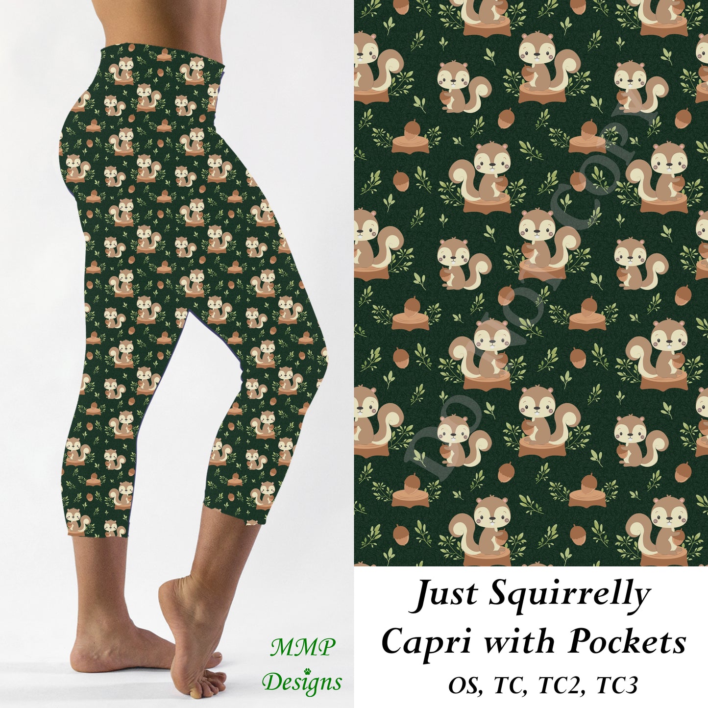 Just Squirrelly Leggings/Capri with Pockets (MMP)