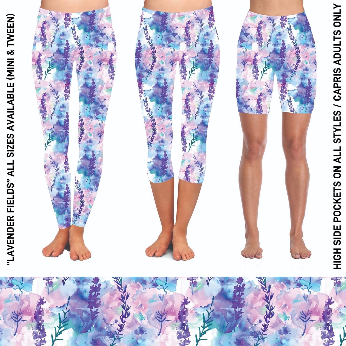 Lavender Fields Capri Leggings with Pockets (AR)