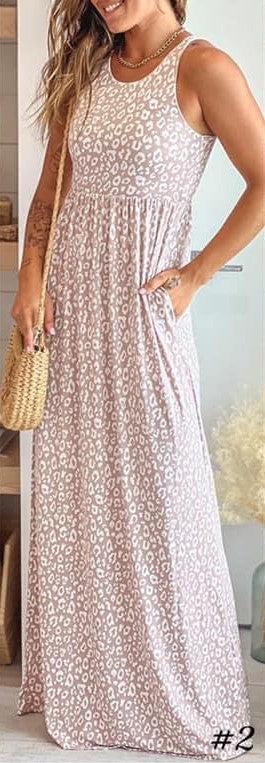 Tan Leopard Maxi Dress