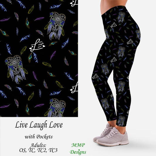 Live Laugh Love Leggings with Pockets (MMP)