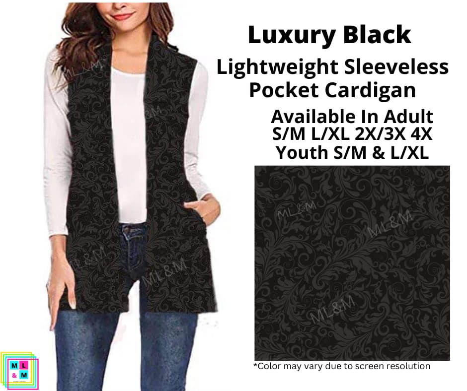 Luxury Black Pocket Cardigan (Pixie)