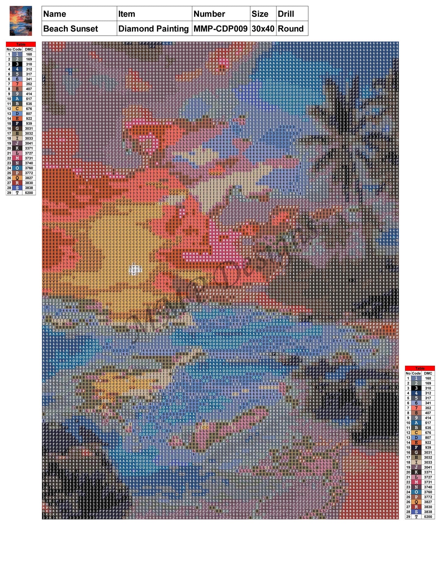 Beach Sunset 30x40 Diamond Painting MMPCDP009
