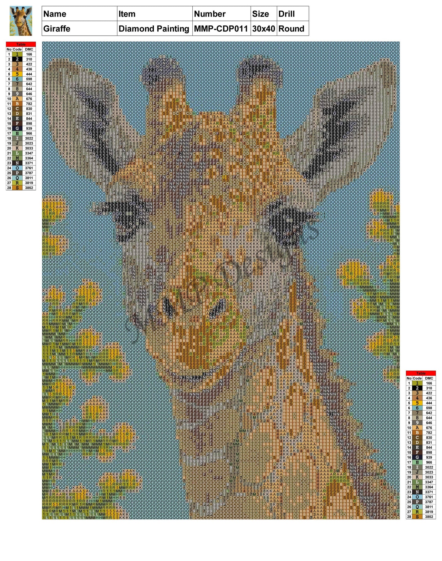 Giraffe 30x40 Diamond Painting MMPCDP011