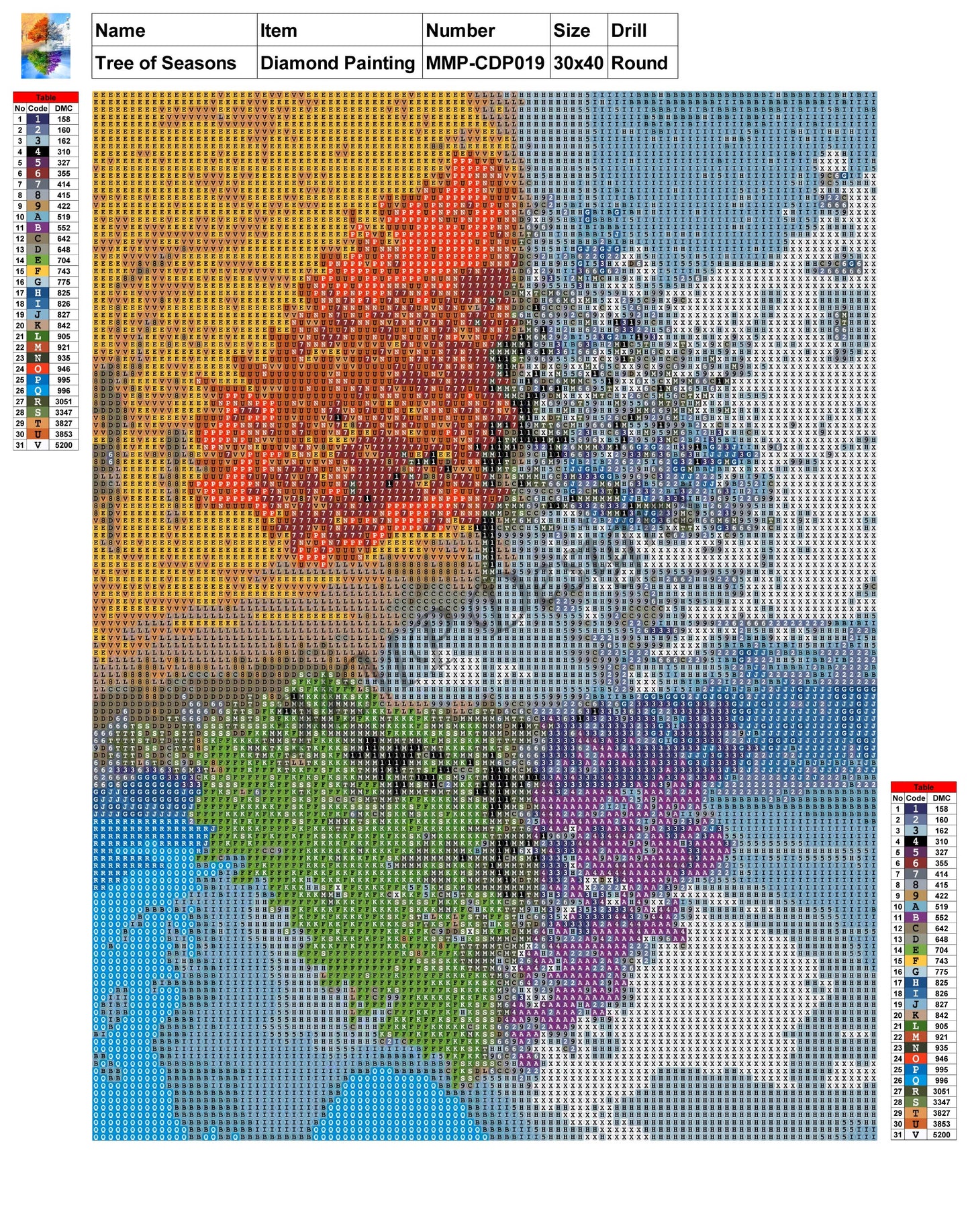Tree of Seasons 30x40 Diamond Painting MMPCDP019
