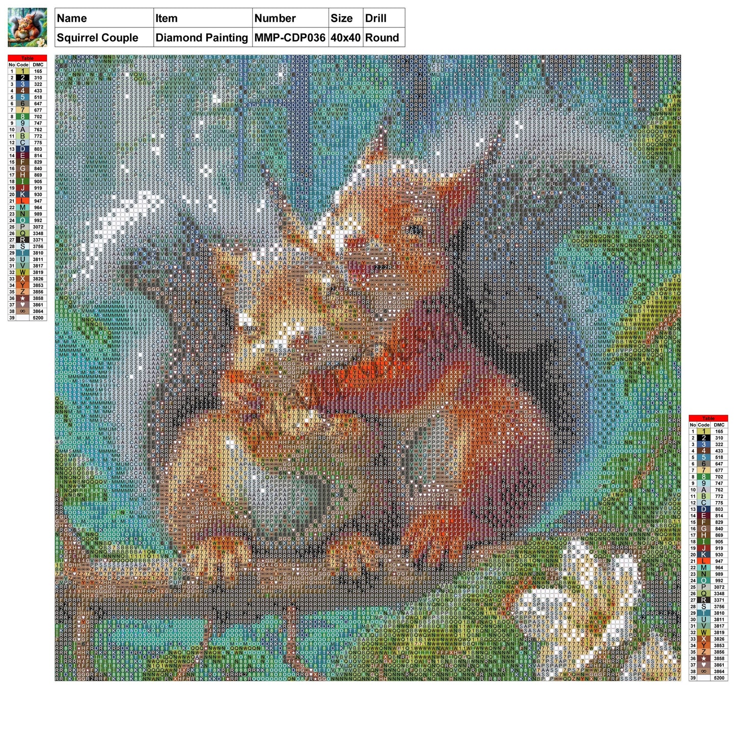 Squirrel Couple 40x40 Diamond Painting MMPCDP036