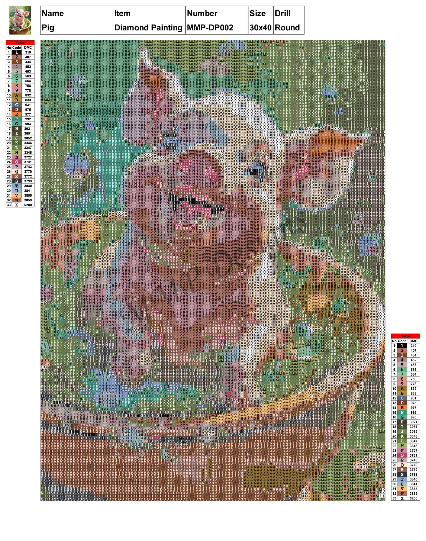 Pig 30x40 Diamond Painting MMPDP002