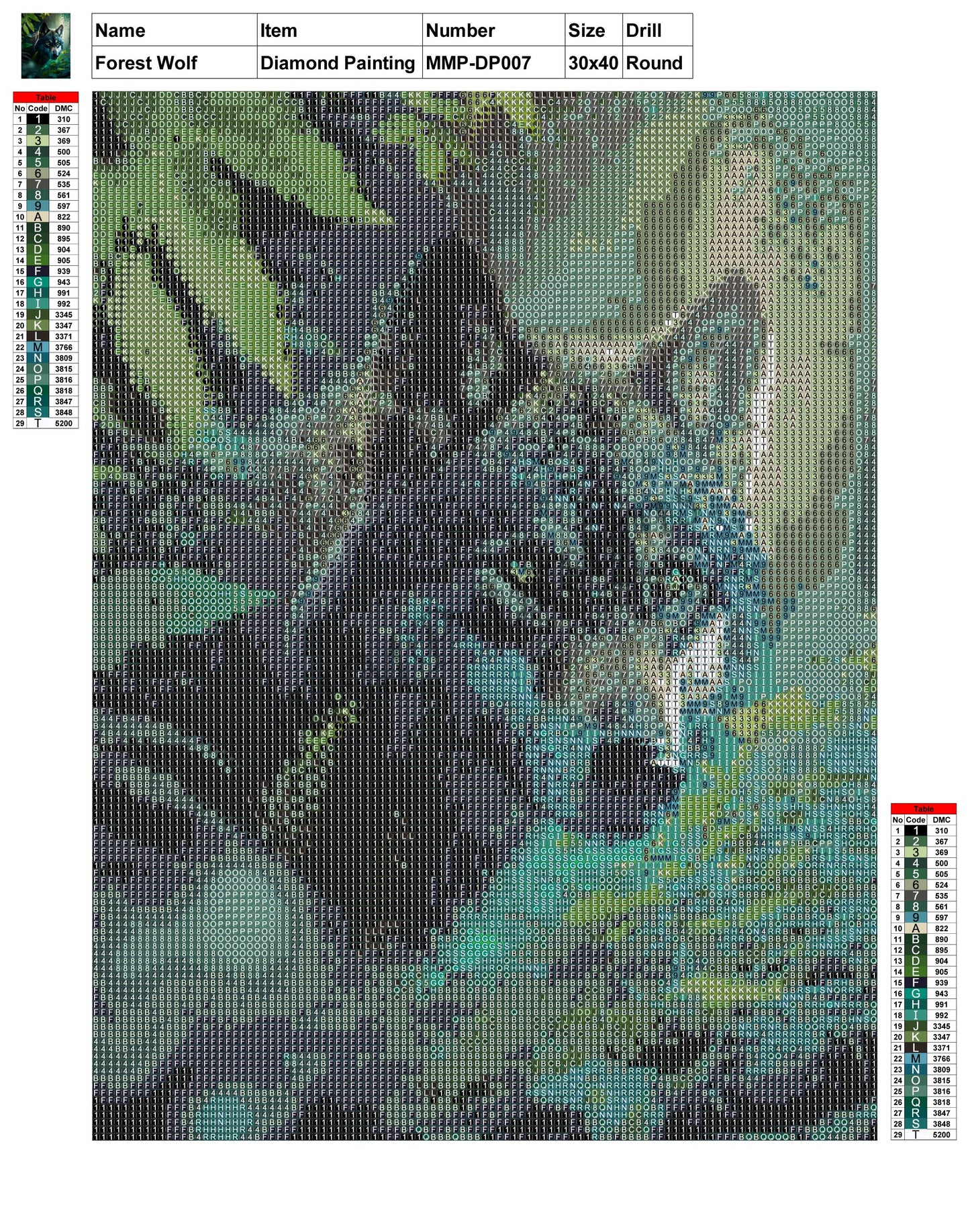 Forest Wolf 30x40 Diamond Painting MMPDP007