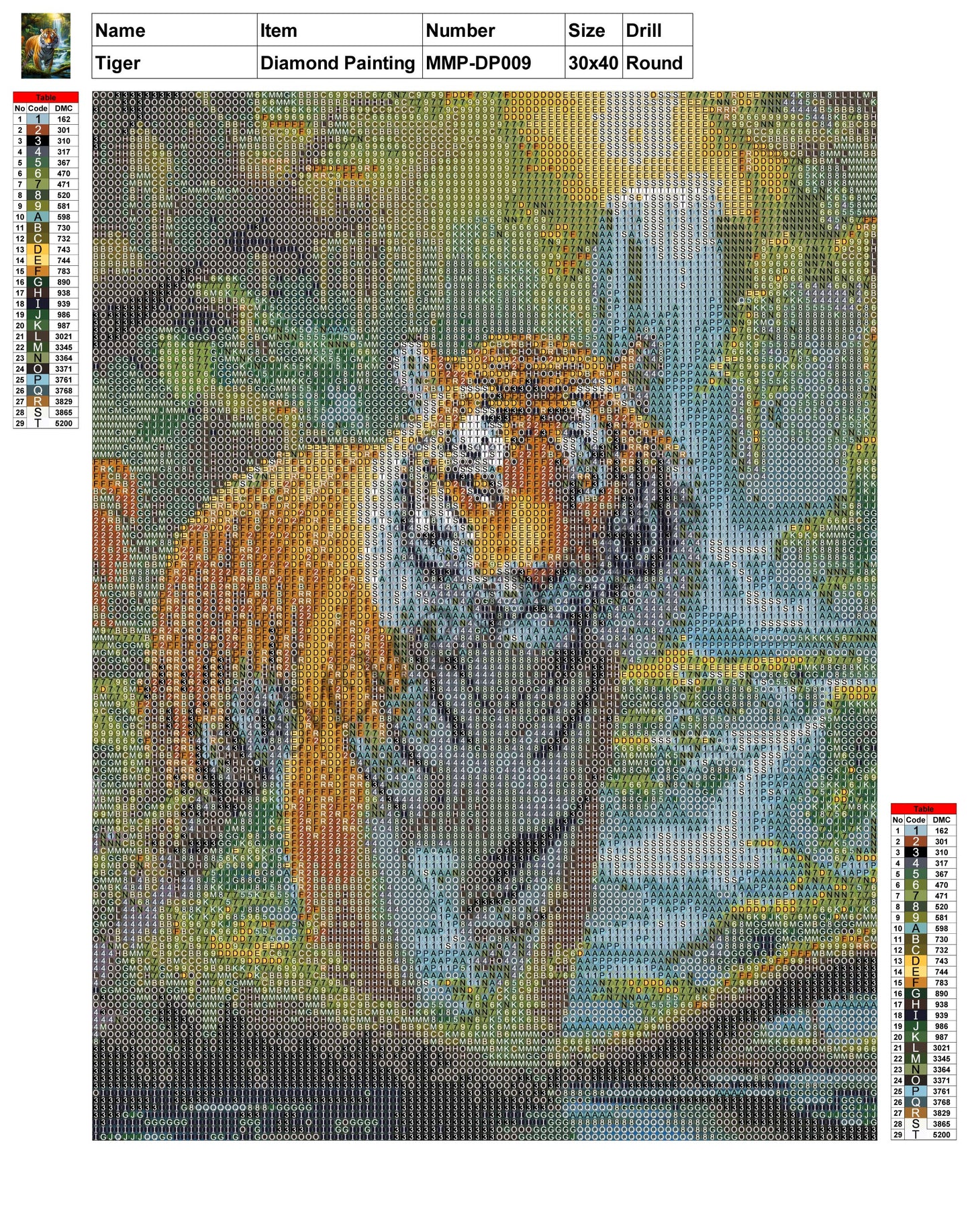 Tiger 30x40 Diamond Painting MMPDP009