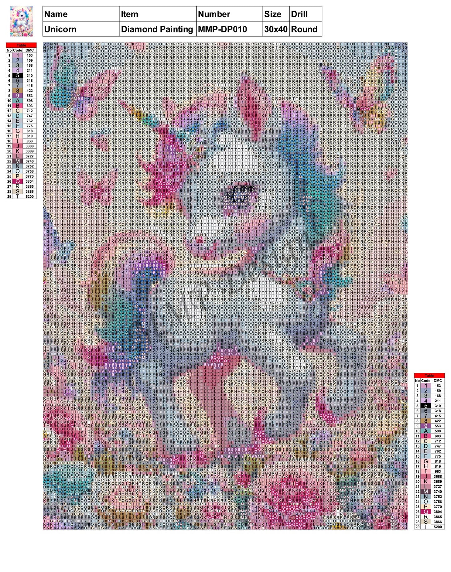 Unicorn 30x40 Diamond Painting MMPDP010