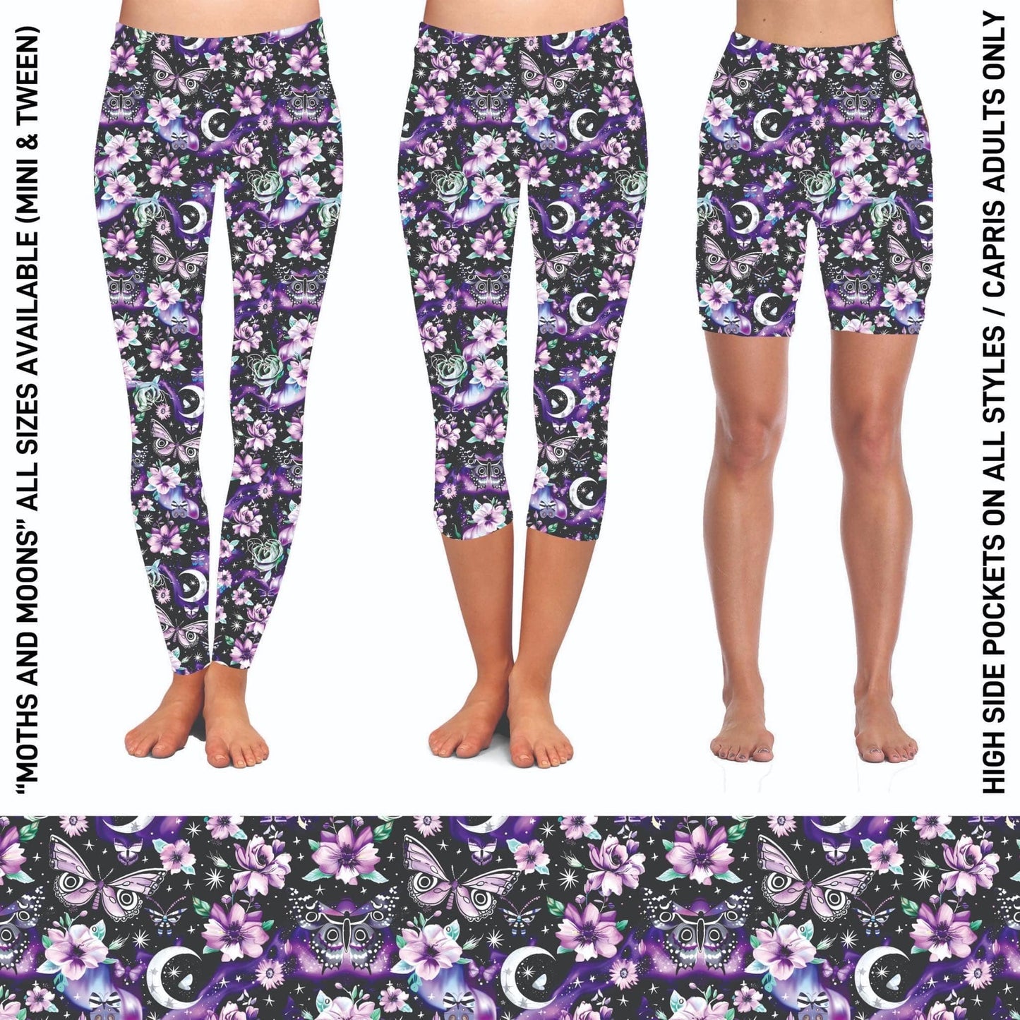 Moths & Moons Capri Leggings with Pockets (AR)