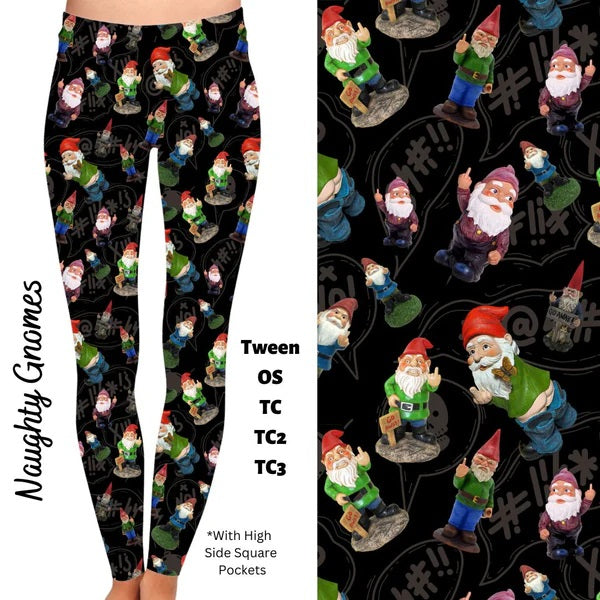 Naughty Gnomes Leggings with Pockets (GY)