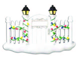 Personalized Poly-Resin Ornament White Picket Fence Gate