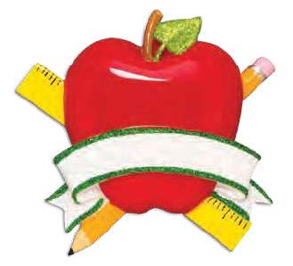 Personalized Poly-Resin Ornament Teacher's Apple