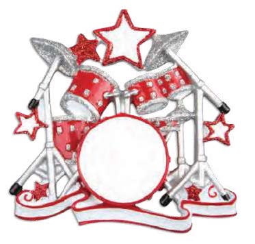 Personalized Poly-Resin Ornament Drum Set