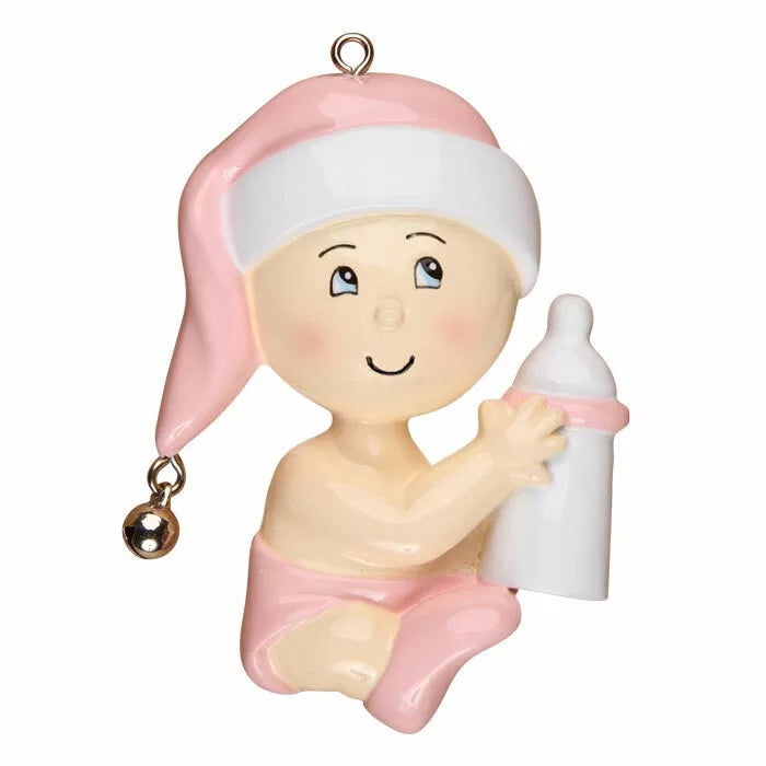 Personalized Poly-Resin Ornament Baby with Bottle