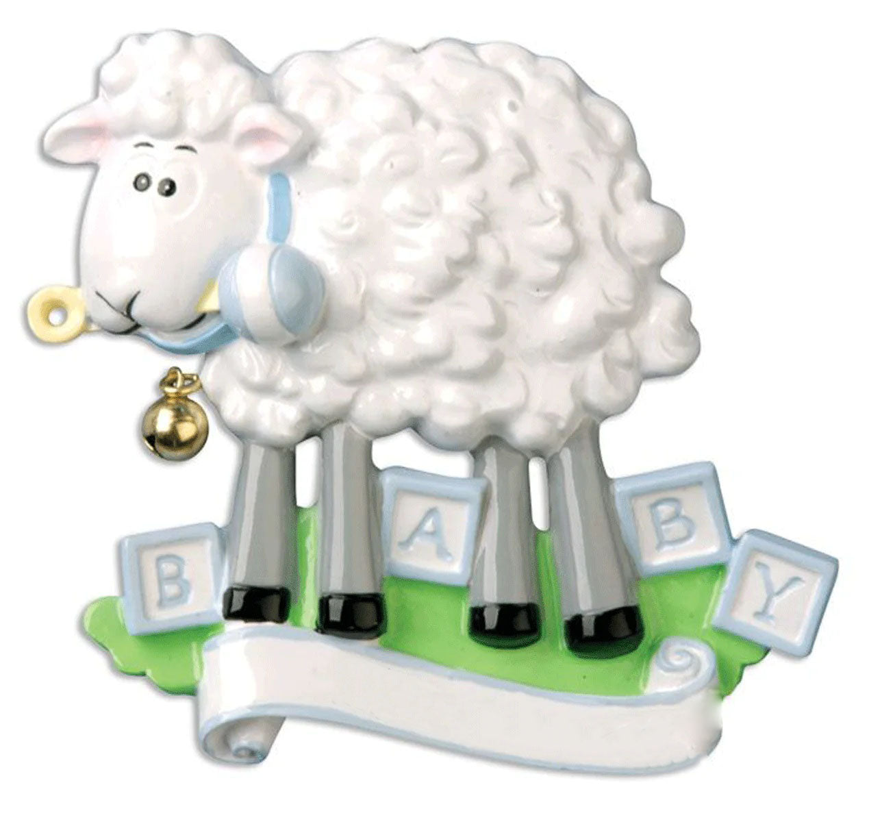 Personalized Poly-Resin Ornament Sheep Baby Blocks